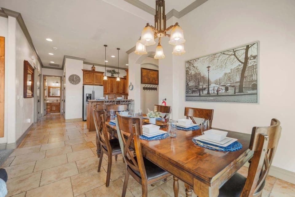 Gather for meals together at the dining table, with seating for 6