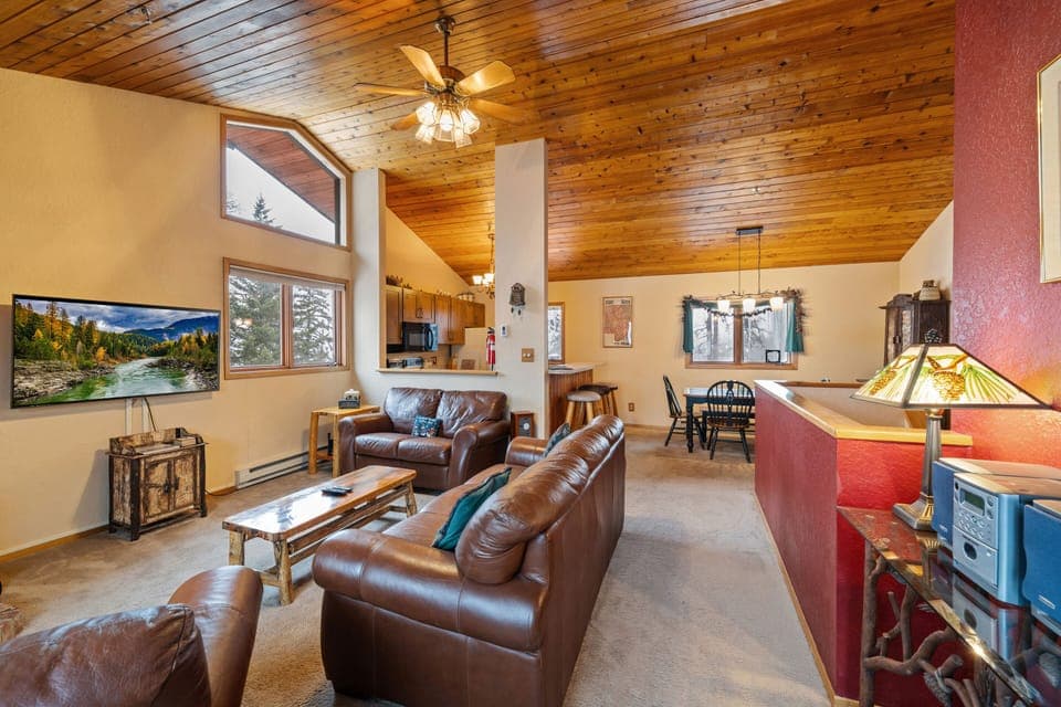 Snuggling up on the couch, enjoying the glow of the fireplace, and catching up on our favorite shows.