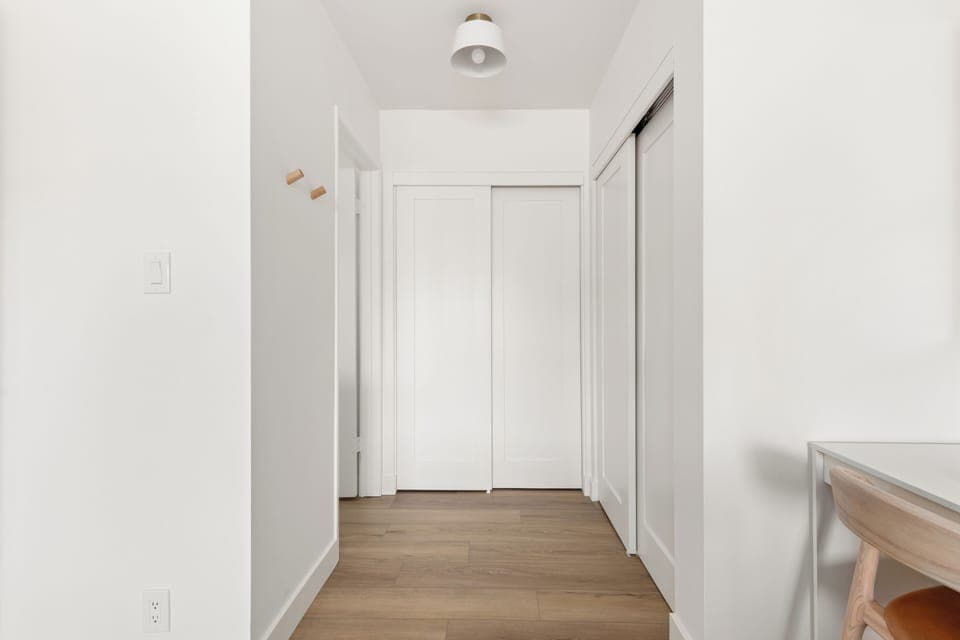 Plenty of closet space in each bedroom with hangers provided.