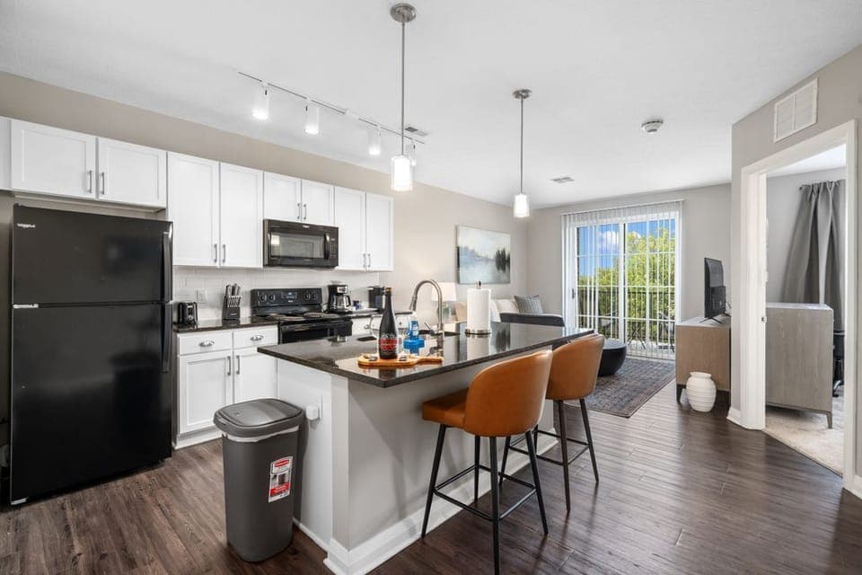 Open concept floor plan with modern finishes