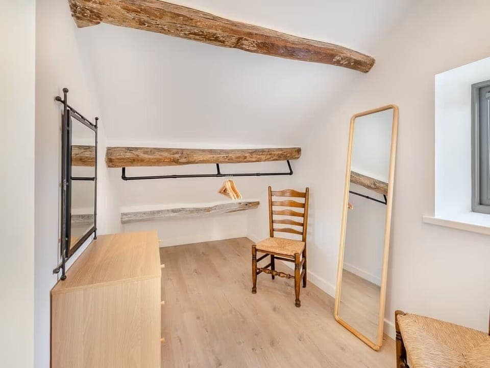 Dressing area with hair-dryer provided