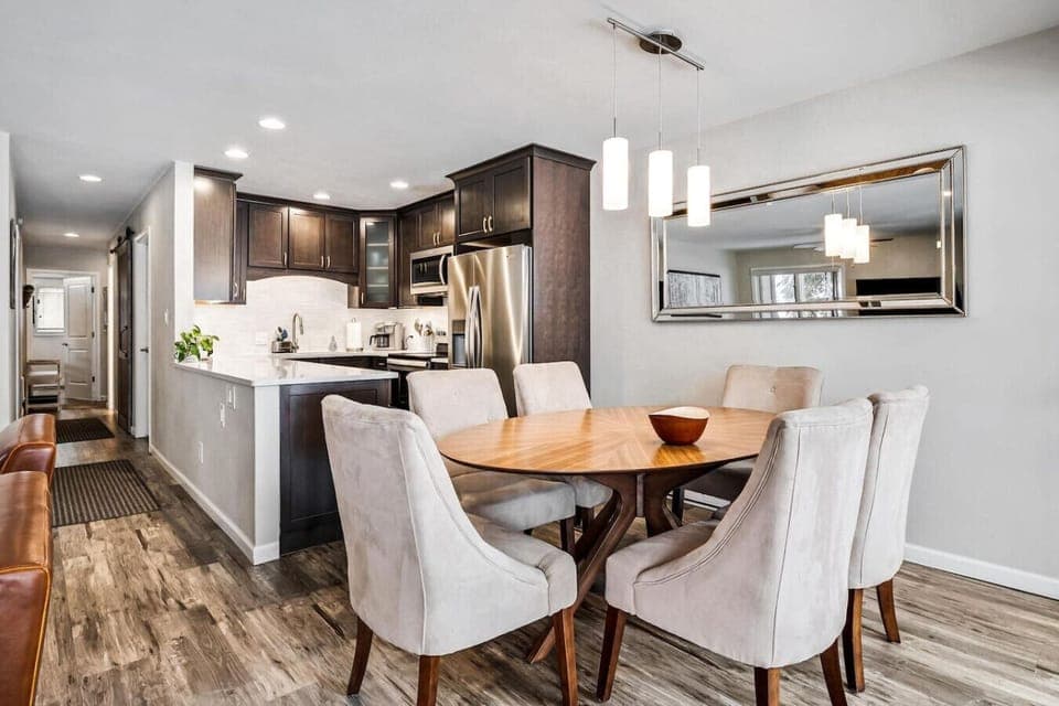 Beautiful-stylish open dining and kitchen area
