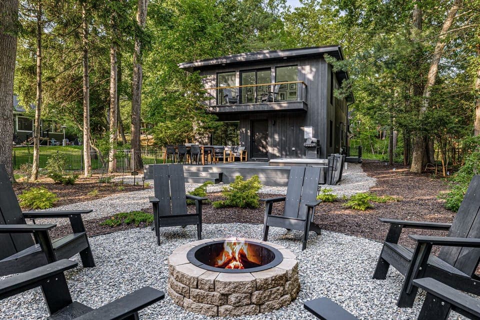 Cozy chairs, crackling flames, and forest magic all around.