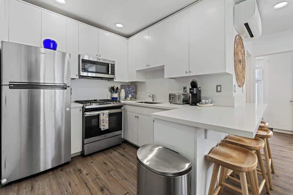 Kitchen is located right as you enter the home.  It has all kitchen essentials needed for a comfortable stay. 