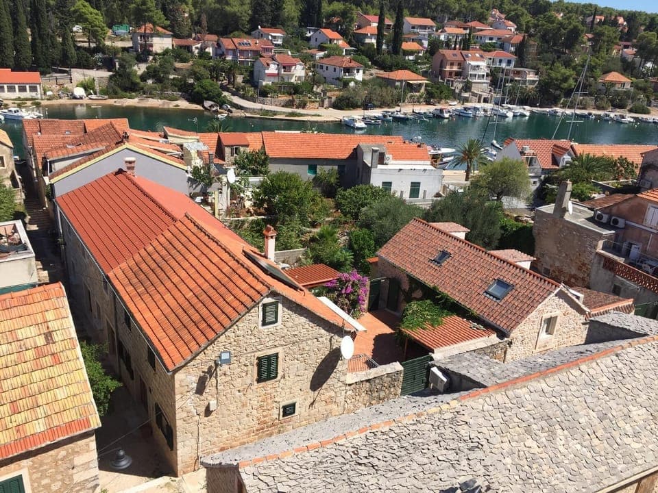View of Casa Belinda from St Mary's fortress church in Vrboska