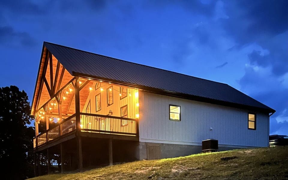 Arrowhead Hill Cabin at Night