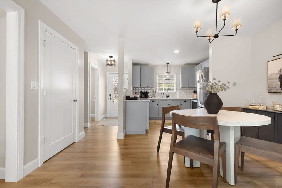 Functional with design in mind. Bright entry way for people to keep 'er moving. 