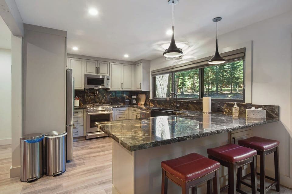 Kitchen bar counter with seating for 3