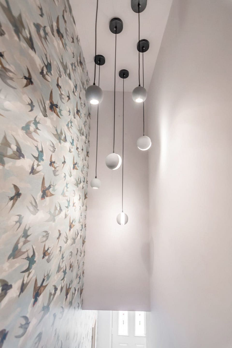 Feature wall with pendant lighting