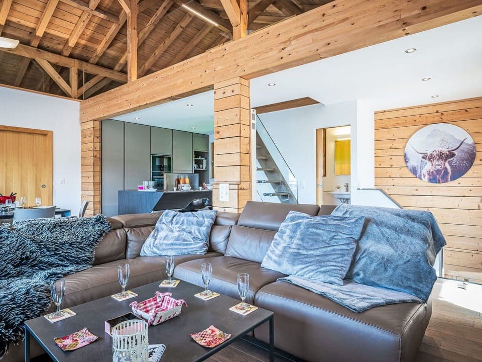 Interior Design, Furniture, Wood, Flooring, Ceiling, Floor, Wood Flooring, Couch, Living Room, Architecture