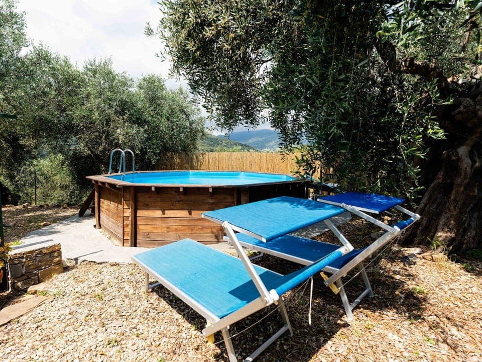 Blue, Furniture, Swimming Pool, Outdoor Furniture, Shade, Chair, Resort, Backyard, Wood Stain, Hardwood