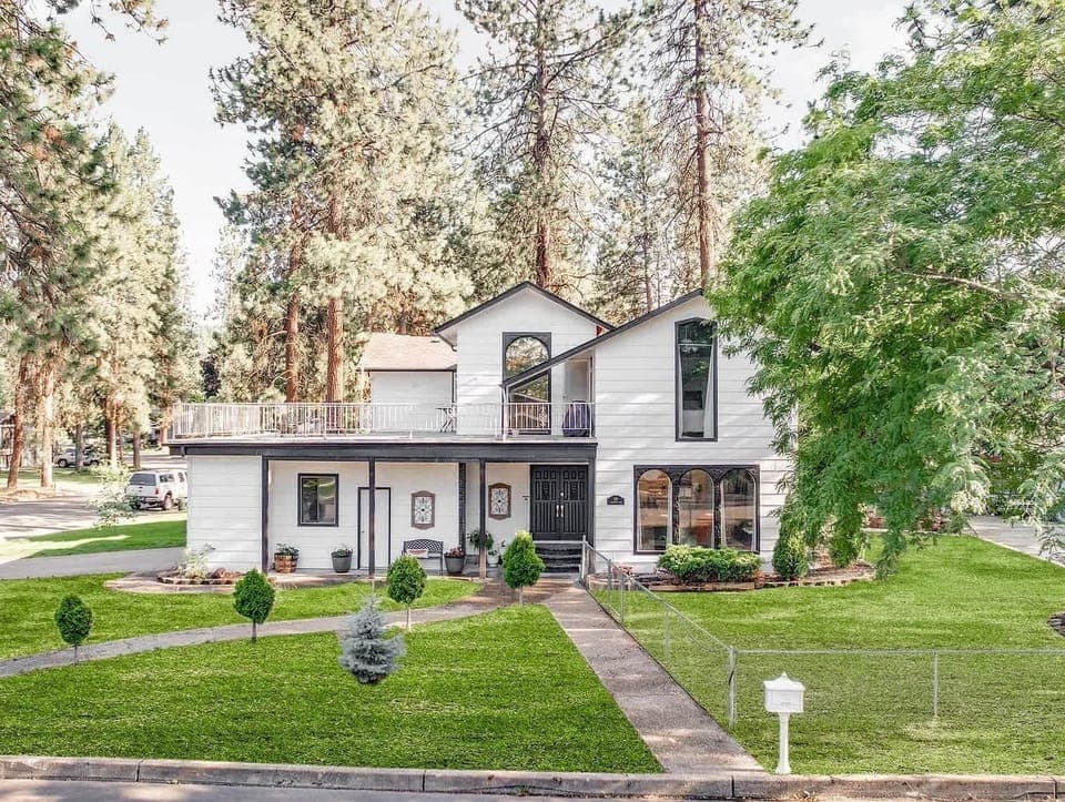 Front of the Westwood Manor with beautiful landscaping in a quiet neighborhood