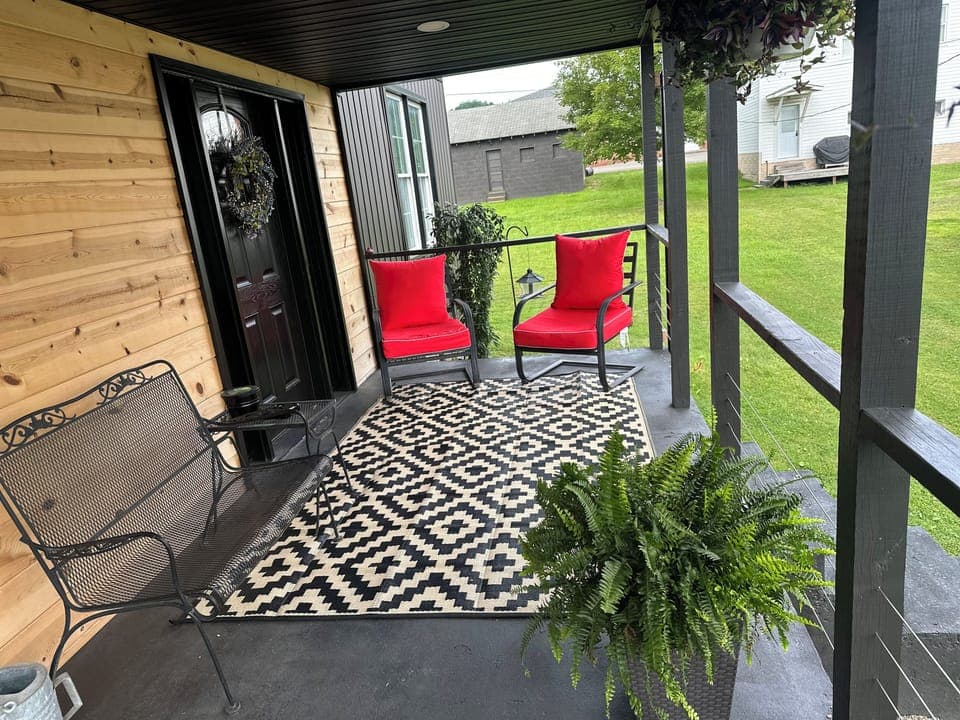 Sitting area on the side of the house. 