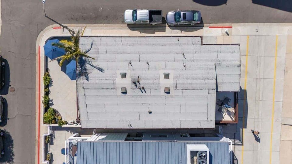 Aerial view above home