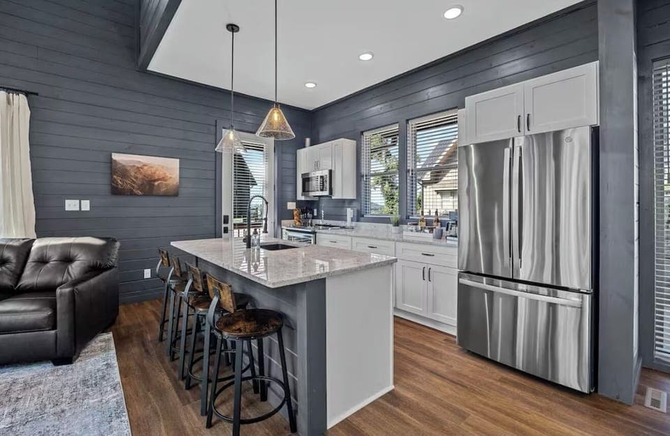 Modern, spacious well equipped kitchen for family time.