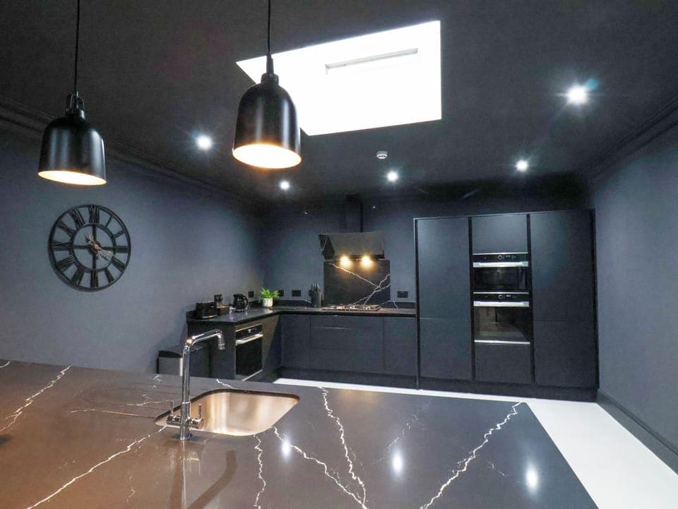 Fridge, dishwasher, electric kettle, toaster