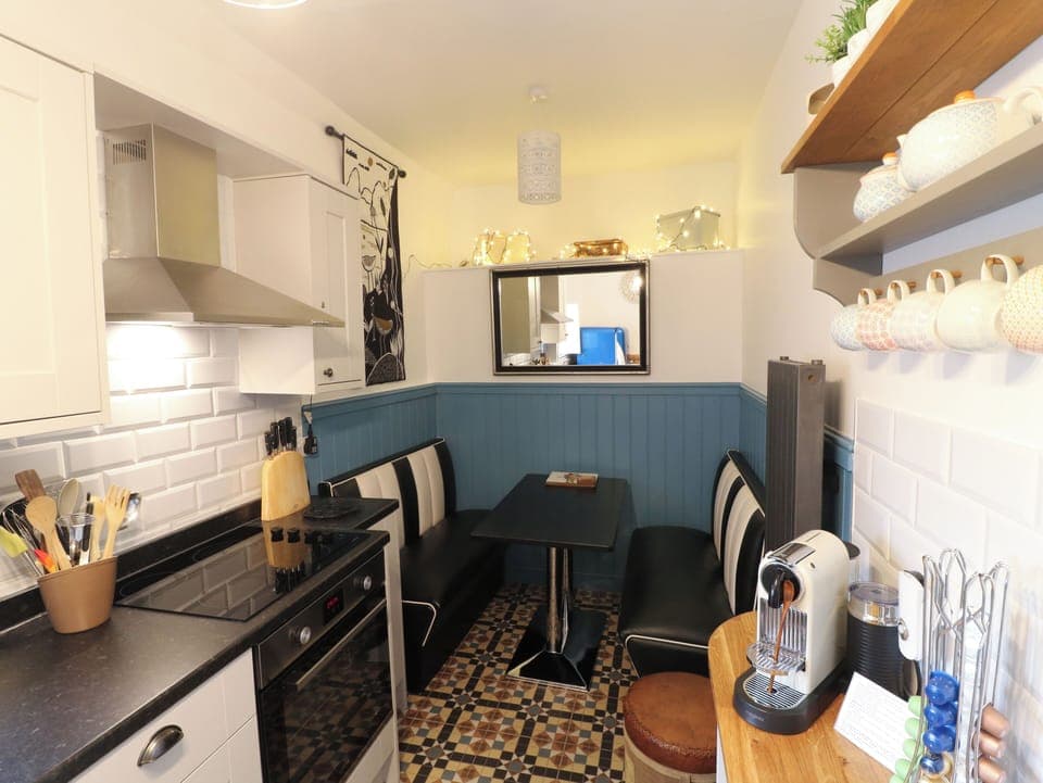 Fridge, dishwasher, electric kettle, toaster