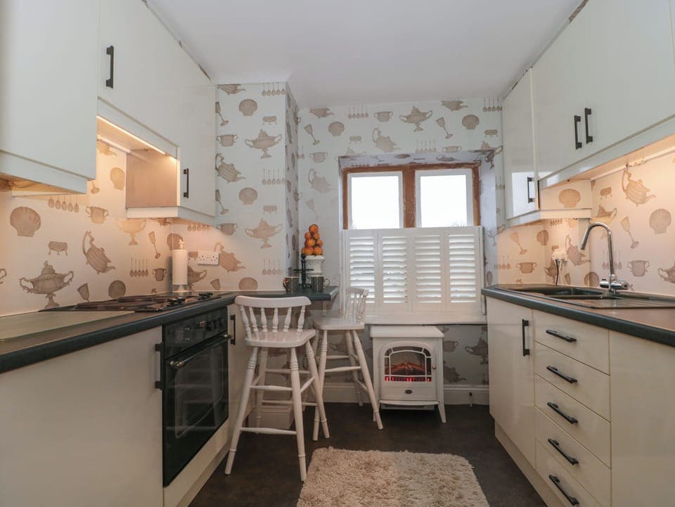 Fridge, dishwasher, electric kettle, toaster