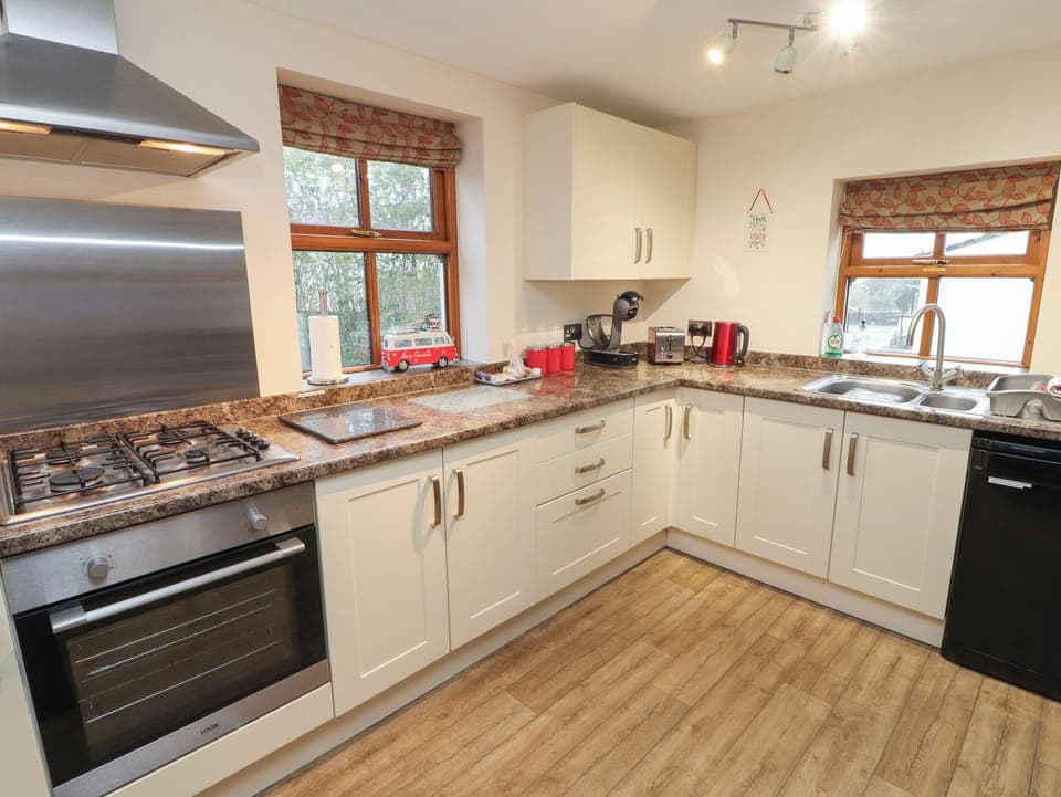 Fridge, dishwasher, electric kettle, toaster