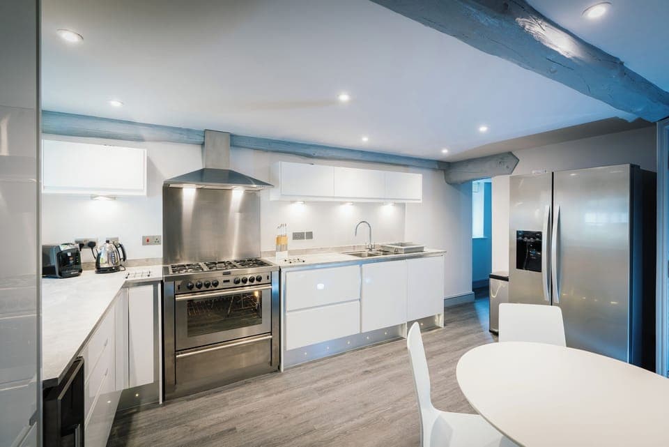 Fridge, dishwasher, electric kettle, toaster