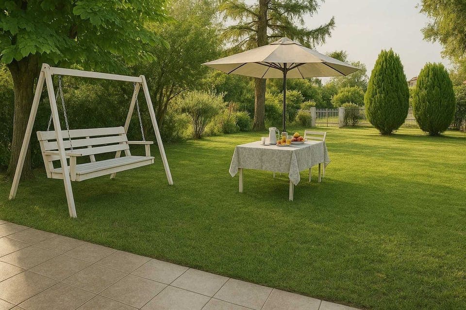 Lush Garden with Outdoor Swing & Lawn Space
Expansive green garden featuring a cozy swing and ample space for children to play or adults to relax.
