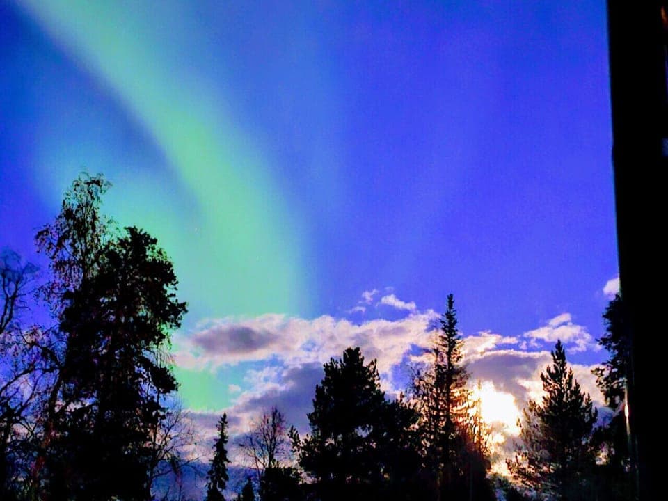 The Moon with Northern Lights