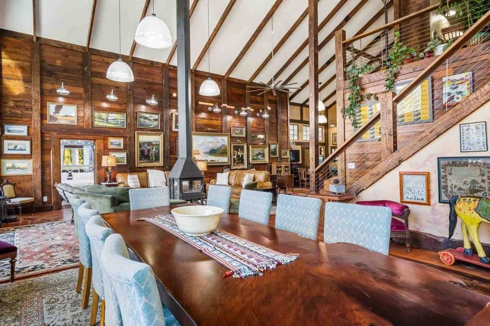 The gorgeous dining room table is an excellent place to share a feast.