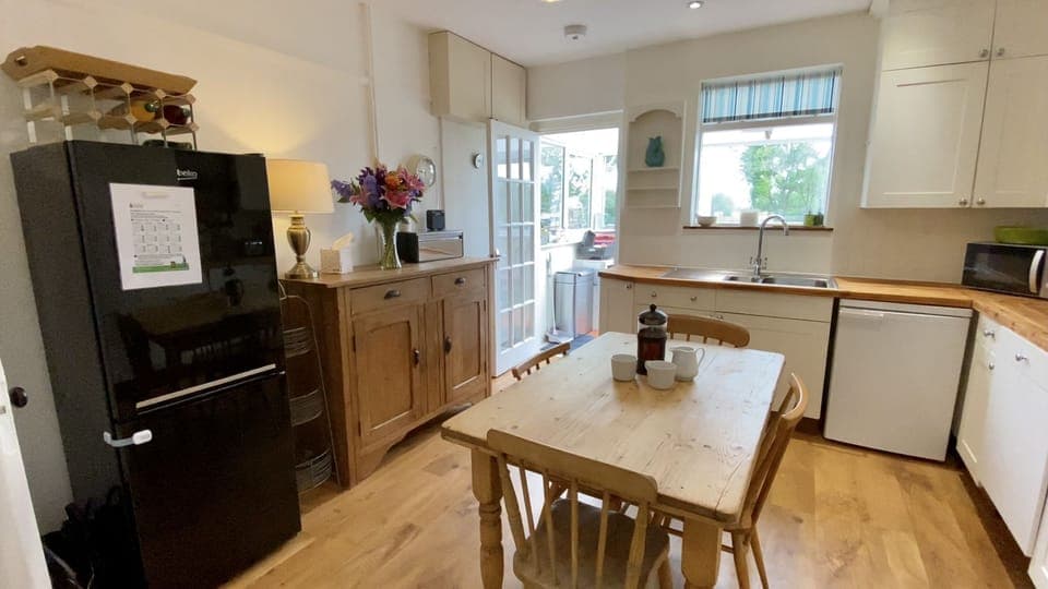View of the kitchen at Treaaron Holiday Cottage, St Merryn, North Cornwall