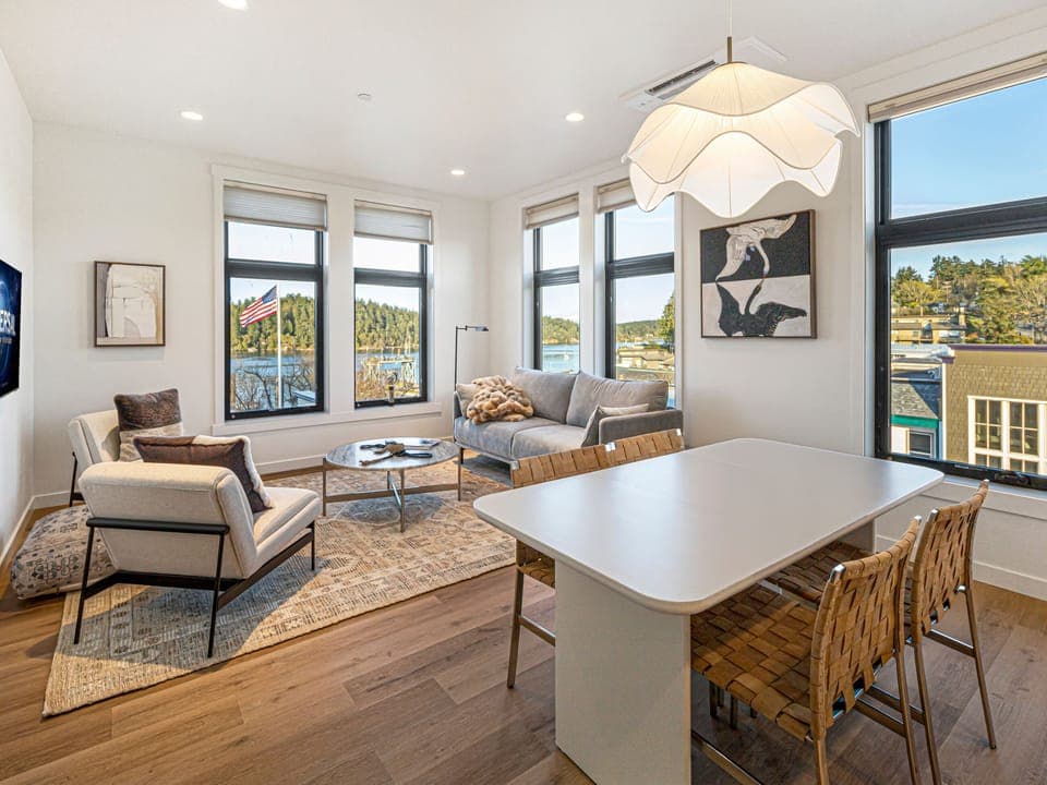 Expansive water views and views of downtown Friday Harbor in this corner unit.