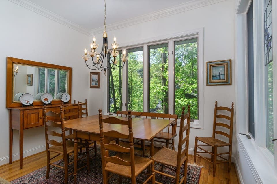 Formal dining area with seating for 8