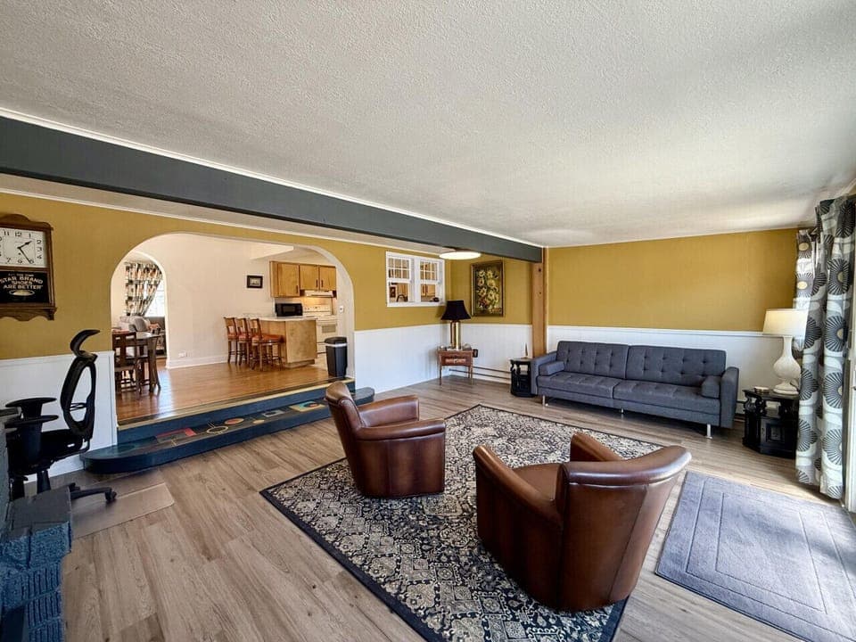 Entrance from parking area on Resort Street - cozy living room