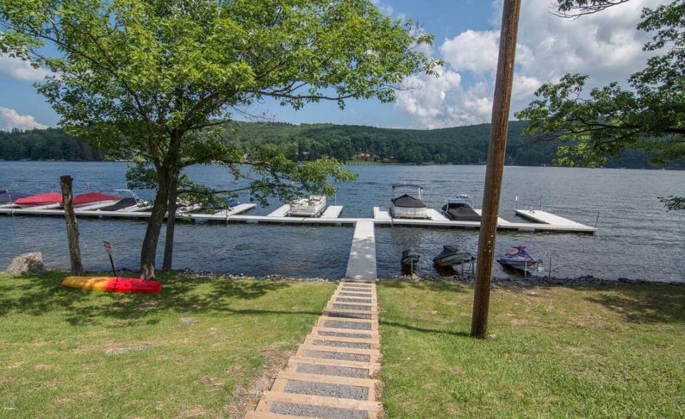 Private dock area that includes picnic tables, water front area for kids to play