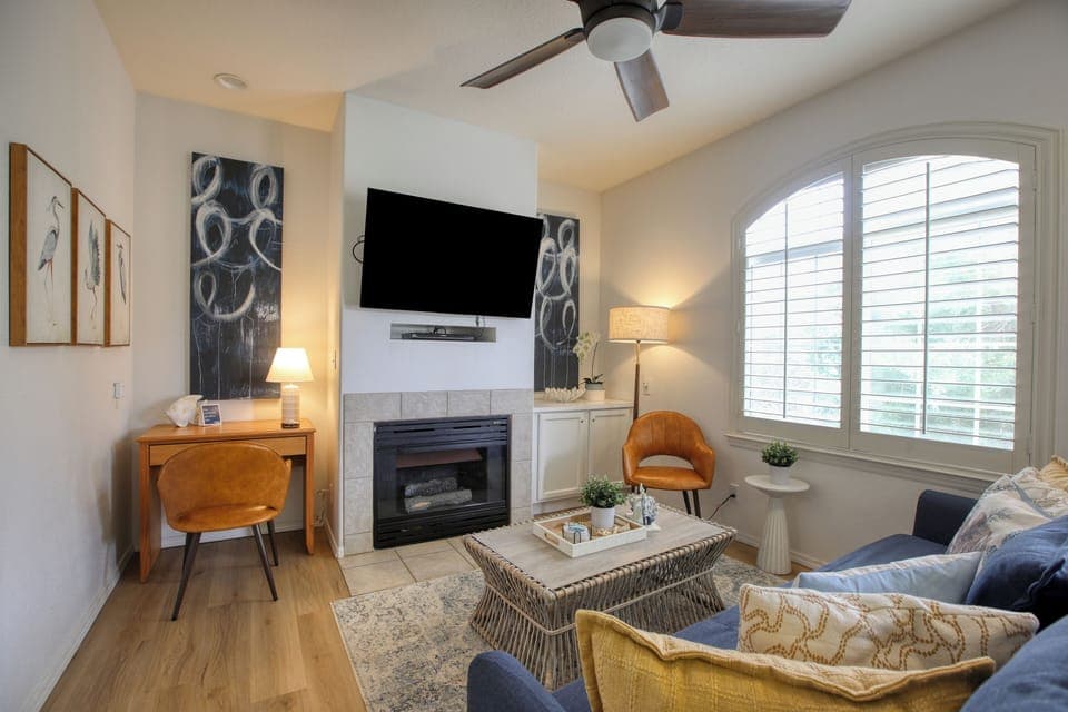 Welcome to Oceano Escape, Unit 511! Your breezy upstairs one-bedroom beach retreat features a comfy king bed and a sleeper sofa for extra guests. Kick back in the full kitchen, perfect for whipping up seaside snacks after a day on the sand.