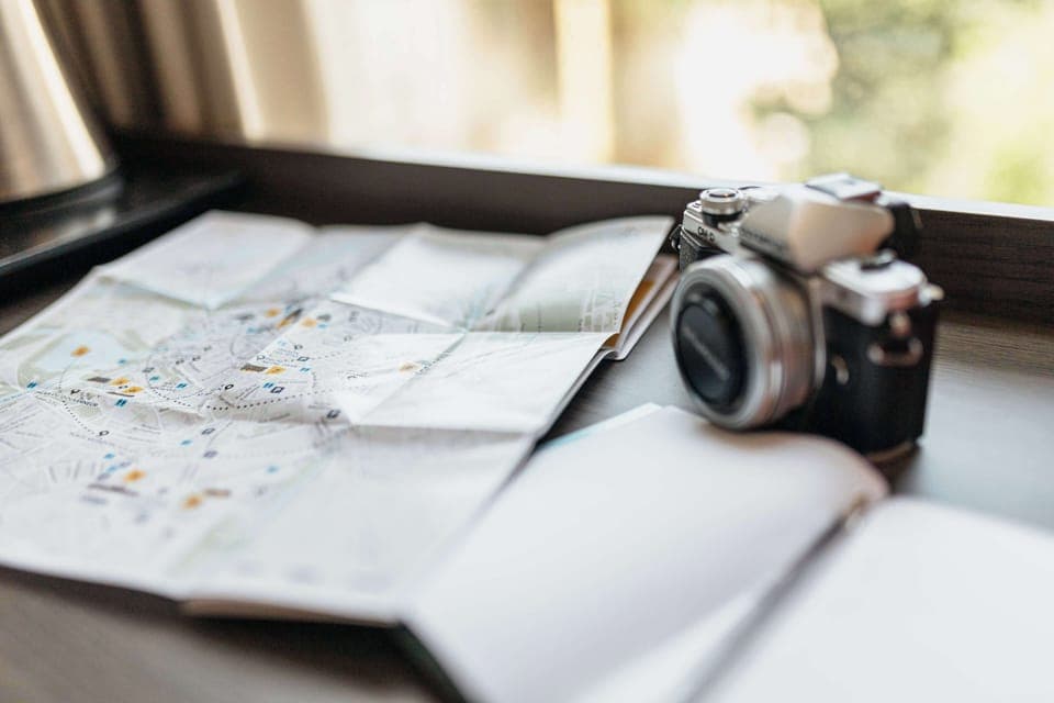 Premium bedding, desk, laptop workspace, blackout drapes