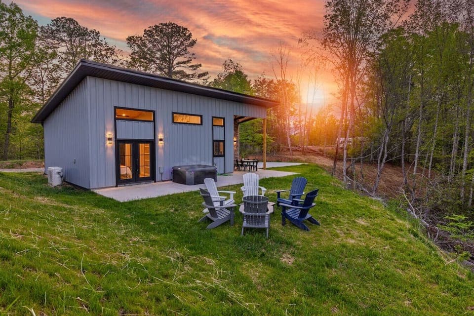 After a day of exploring, unwind in the private hot tub or gather around the fire pit