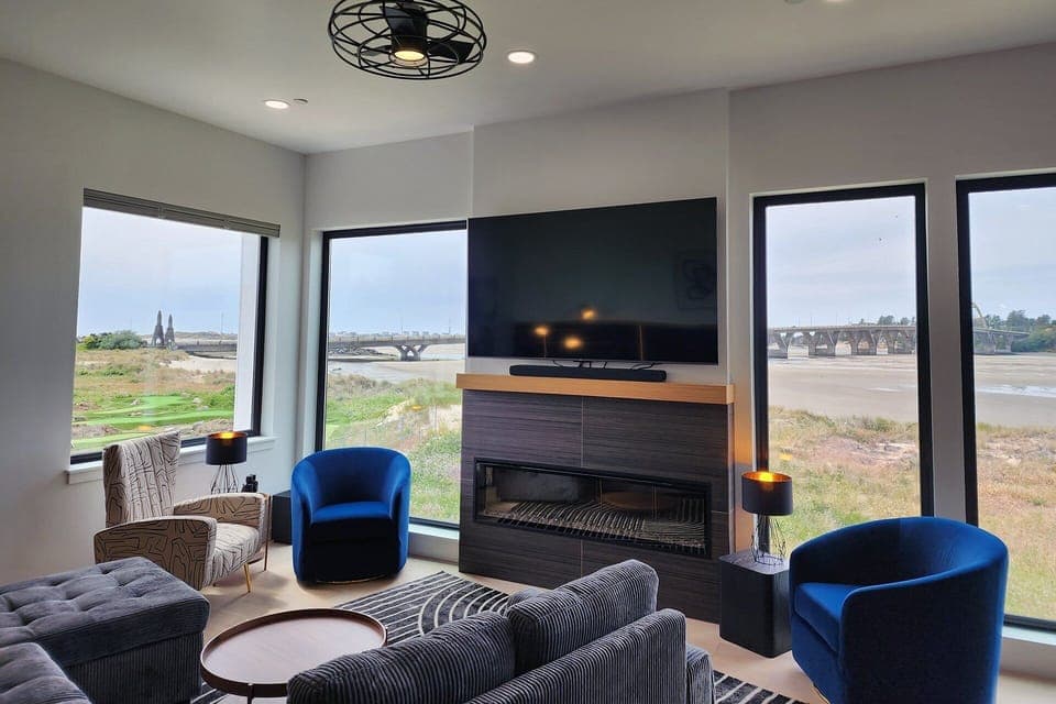 Beautiful bridge views from the living room.