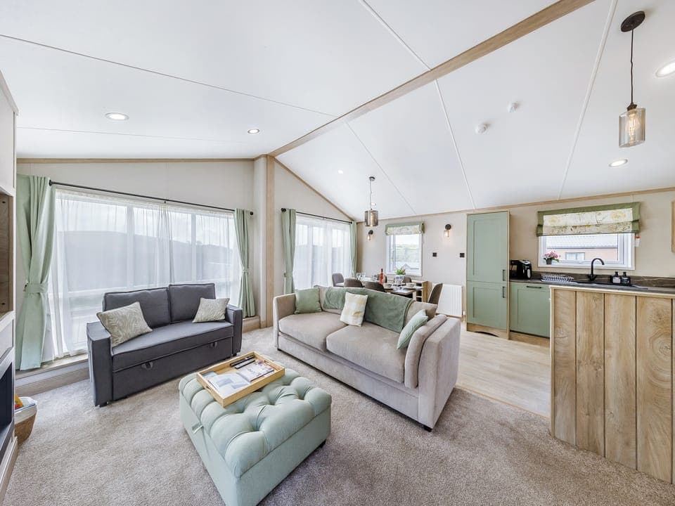 Open plan living space | Hillfort Lodge, Llanrhystud