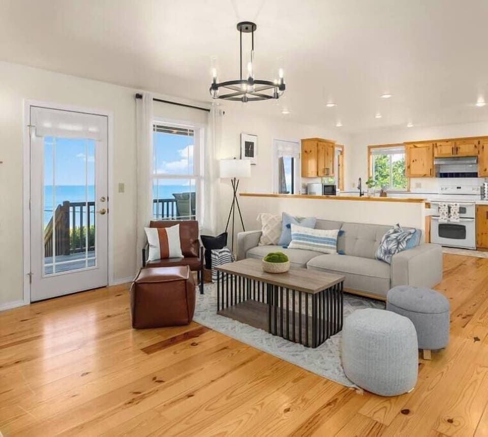 Welcoming family room with ocean view
