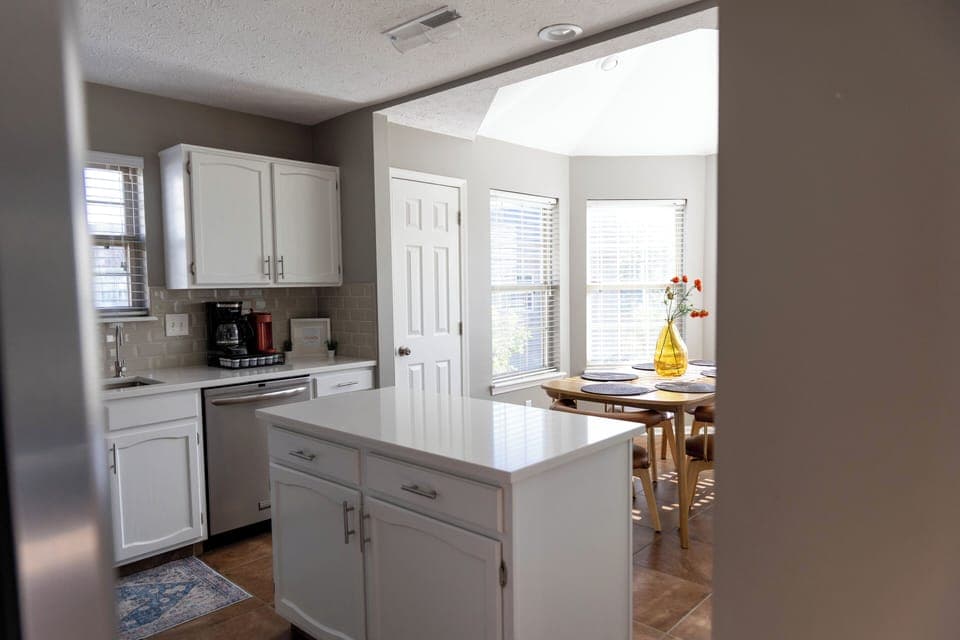 View from kitchen into dining nook