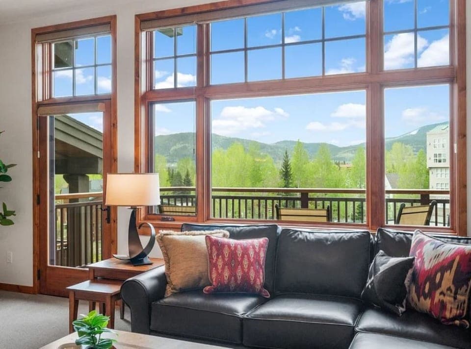 Soak in the mountain views from the living room or private balcony