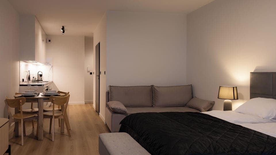 Studio (7B) | Living area | Flat-screen TV