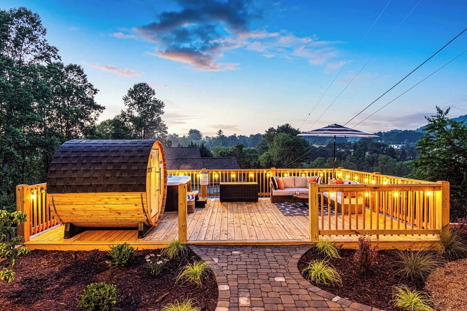 Soak in the mountain air and relax in your private outdoor wellness deck.