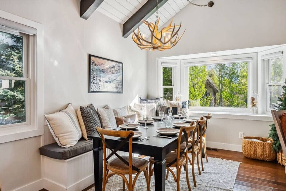Elegant dining room with picture window