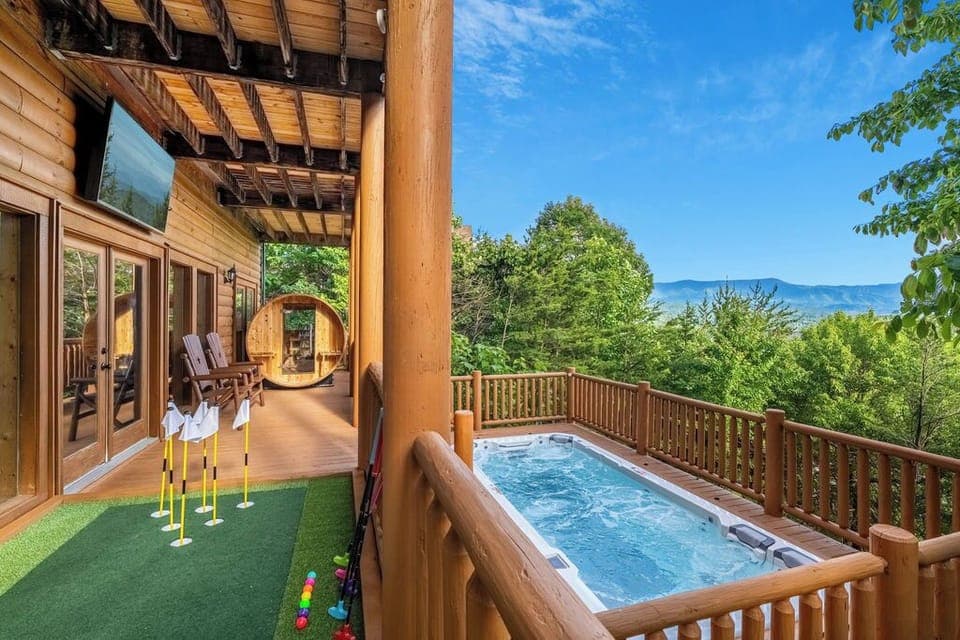 Soak in the sun w/an outdoor heated SwimSpa, play putt-putt or enjoy the sauna