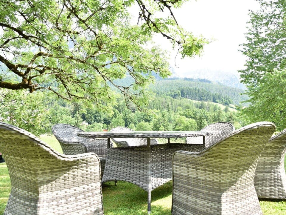 Furniture, Outdoor Furniture, Groundcover, Wicker, Garden, Outdoor Table, Chair, Lawn, Shade, Landscaping