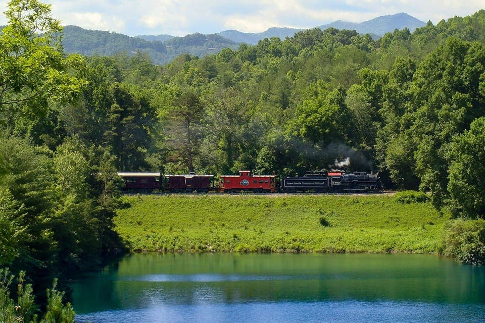 the historic GSMR steam engine passes by on a sightseeing tour. 