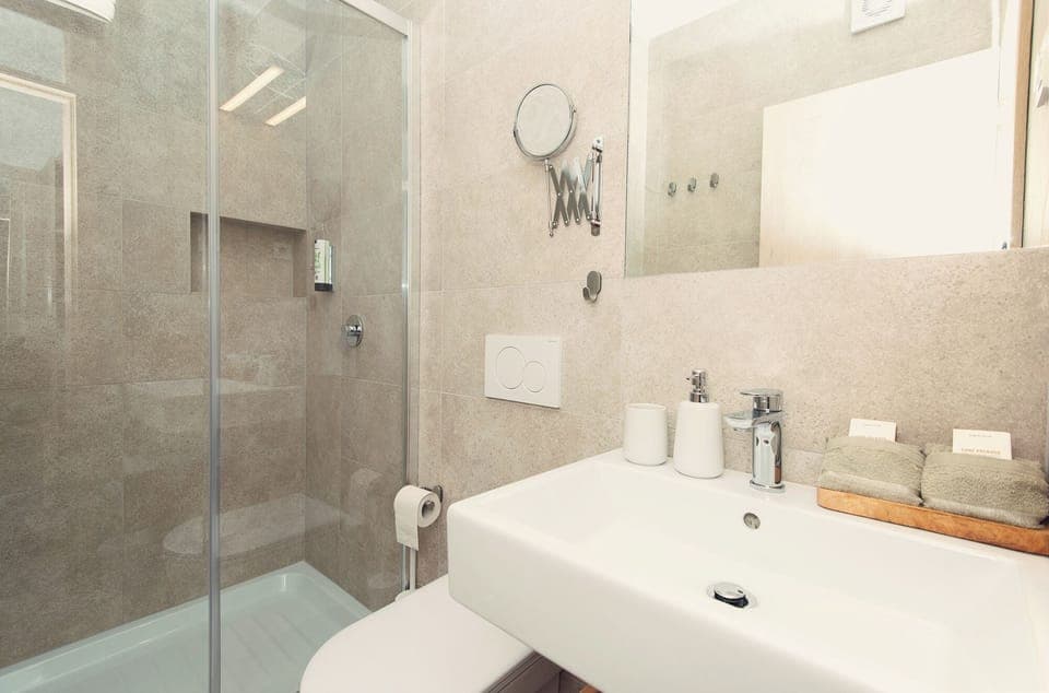 Double Room | Bathroom | Shower, rainfall showerhead, eco-friendly toiletries, hair dryer