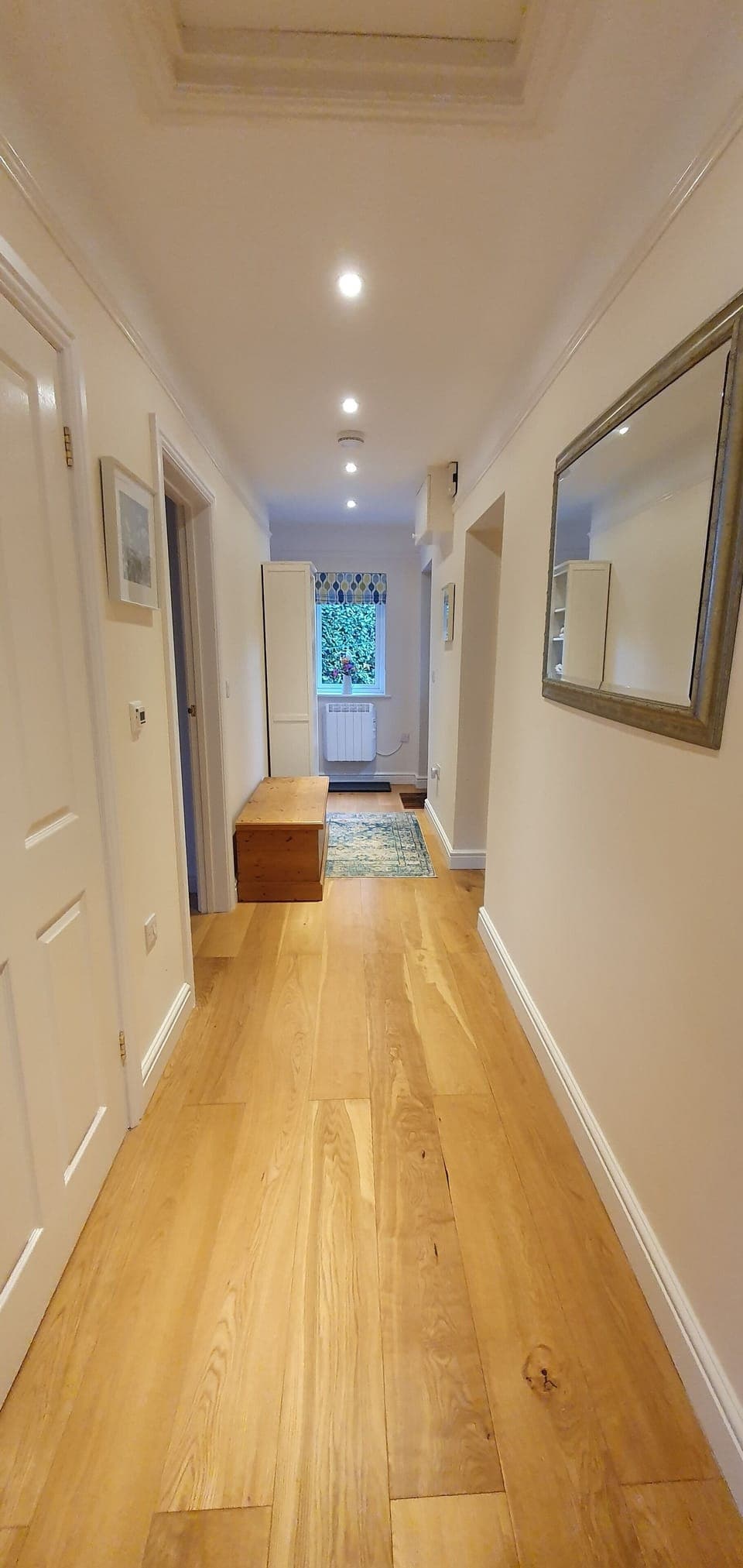 Hallway as seen from living and dining room.
