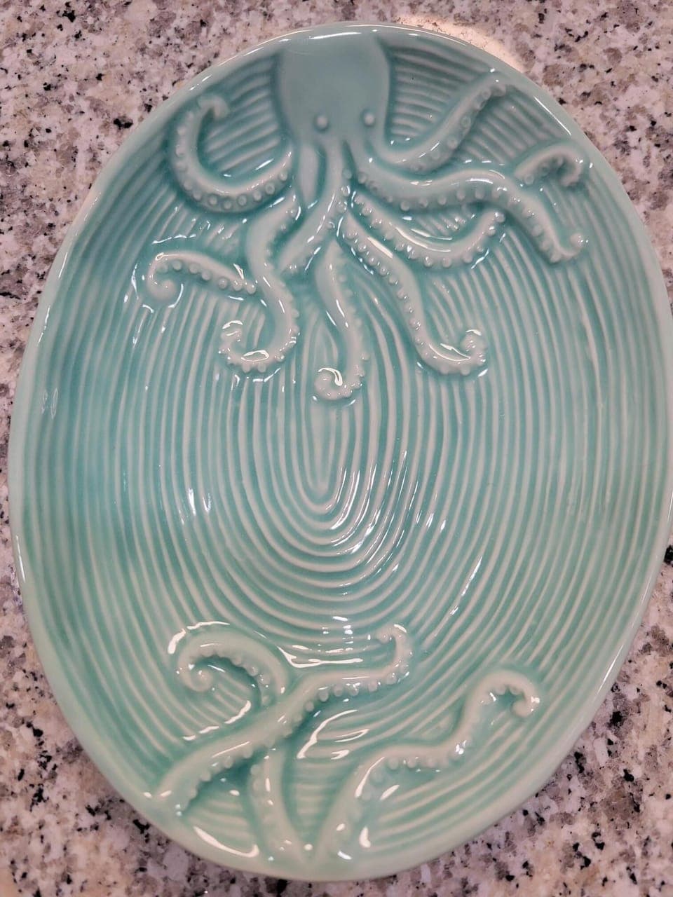 Teal Octopus Dish, Matches Octopus Mugs