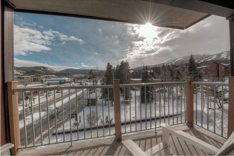 Enjoy the view of the snow covered mountains from the private balcony in the winter!